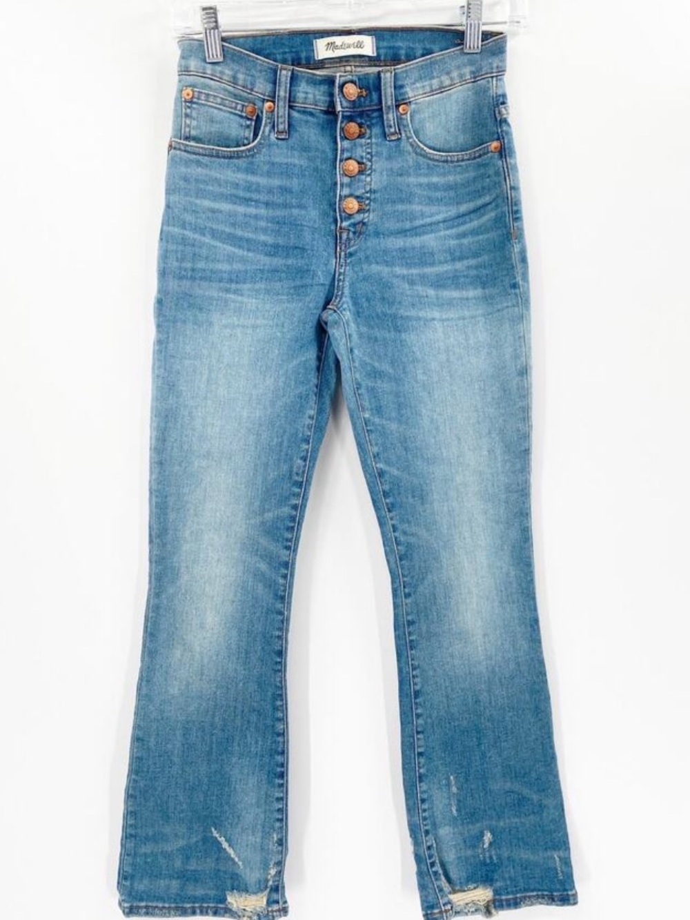 Madewell Cali Demi-Boot Button-Fly Cropped Jeans in Light Blue Wash